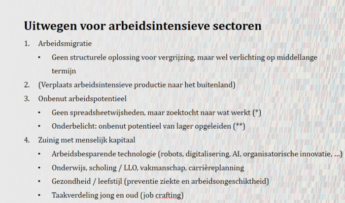 Uitwegen voor arbeidsintensieve sectoren (Staatscommissie Demografische Ontwikkelingen 2050)